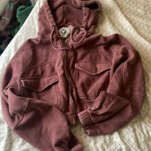 Urban Outfitters Cropped jacket zip up Brown women’s size small
